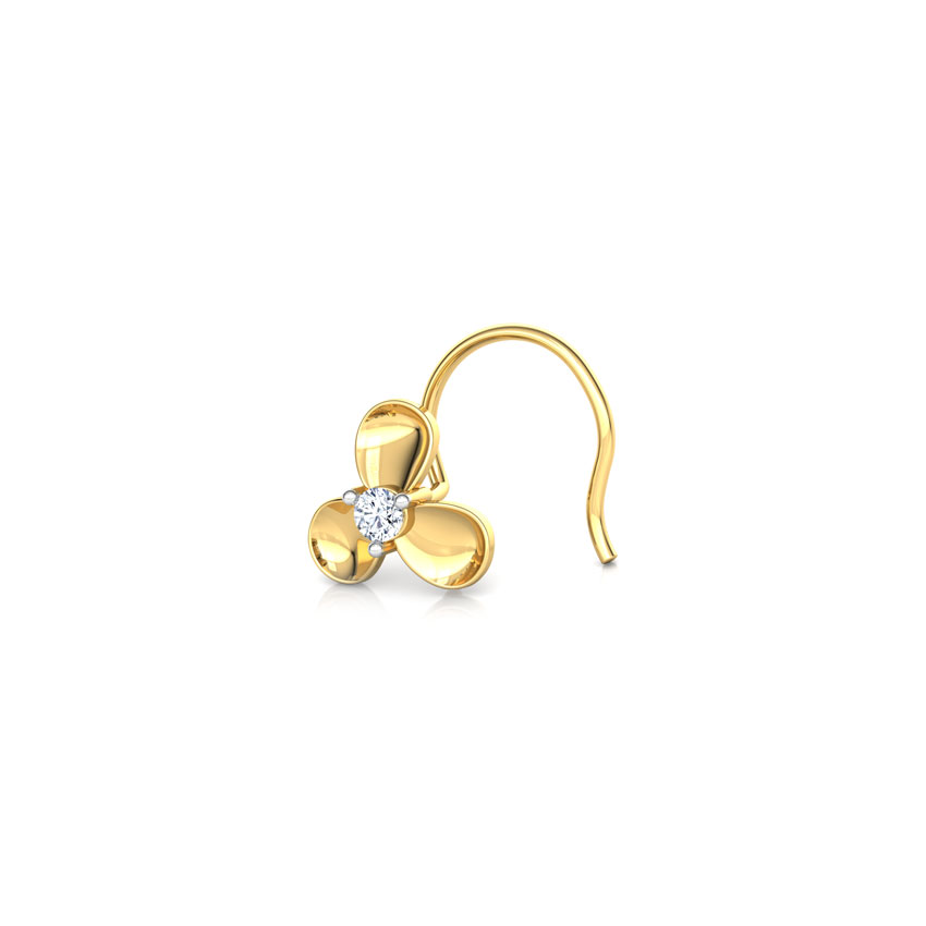 Diamond Nose pin 18 Karat Yellow Gold Kritu Floret Diamond Nose Pin