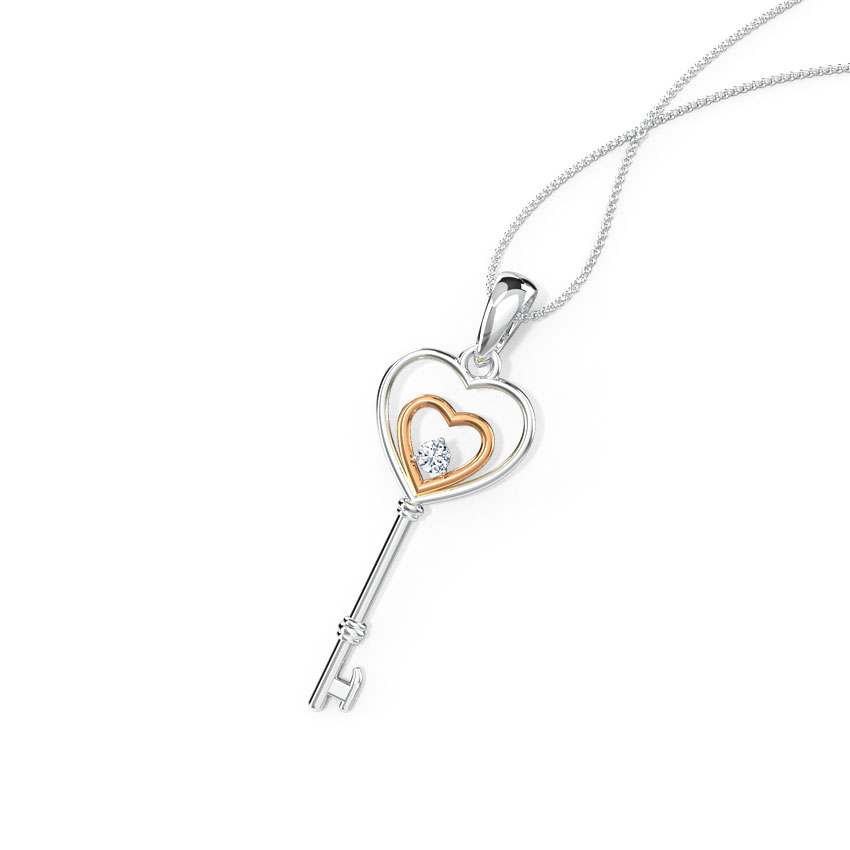 Love heart key Diamond Pendant
