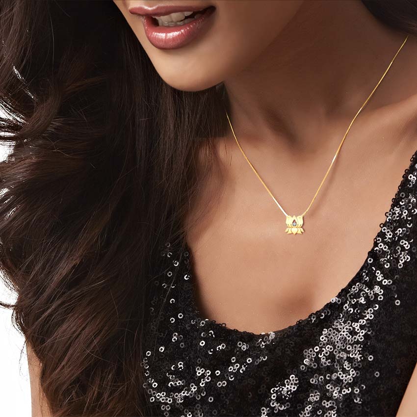 Diamond Pendants 18 Karat Yellow Gold Aarna Lotus Pendant