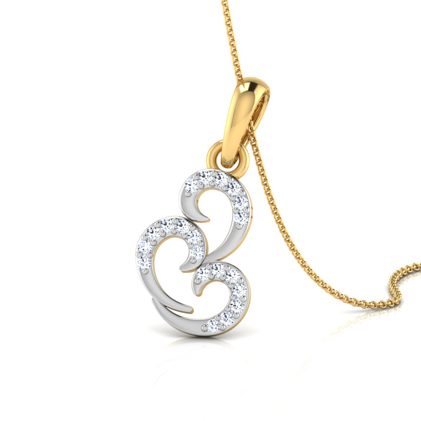 Diamond Pendants 18 Karat Yellow Gold Studded Om Pendant