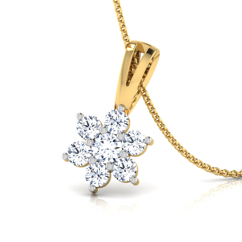 Diamond Pendants 18 Karat Yellow Gold Classic Seven-Stone Diamond Pendant