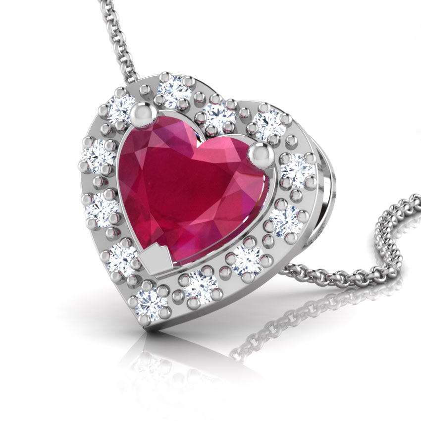 Diamond,Gemstone Pendants 18 Karat White Gold Lovestruck Ruby Pendant