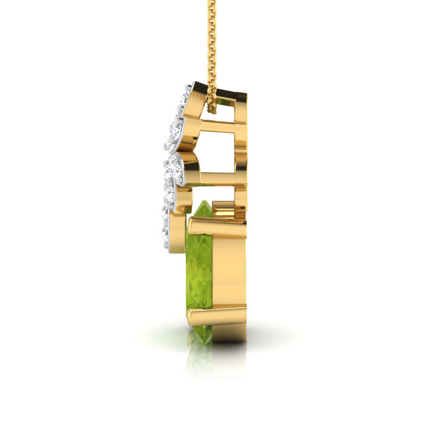 Diamond,Gemstone Pendants 18 Karat Yellow Gold Summer Peridot Pendant