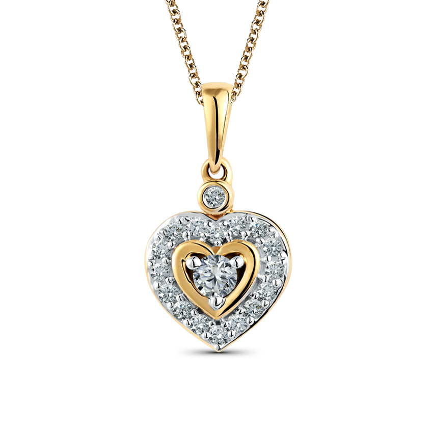 Precious Heart Diamond (0.25 ct) Pendant, 14K Yellow Gold. Precious Heart Diamond (0.25 ct) Pendant, 14K Yellow Gold.