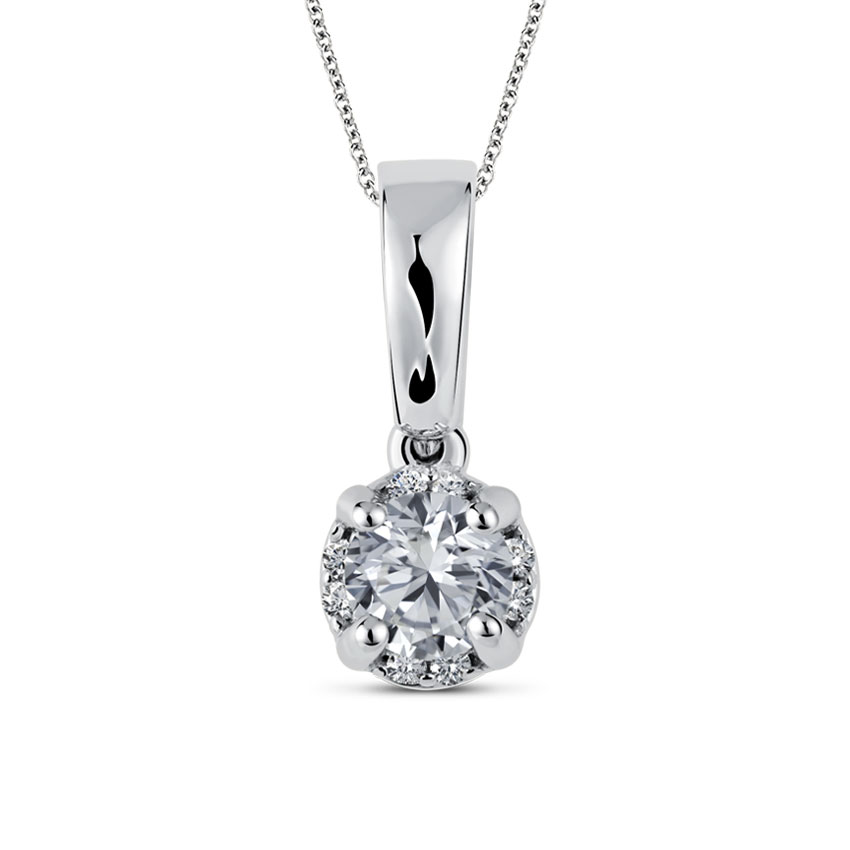 White Aura Diamond (0.25 ct) Pendant, 14K White Gold. White Aura Diamond (0.25 ct) Pendant, 14K White Gold.