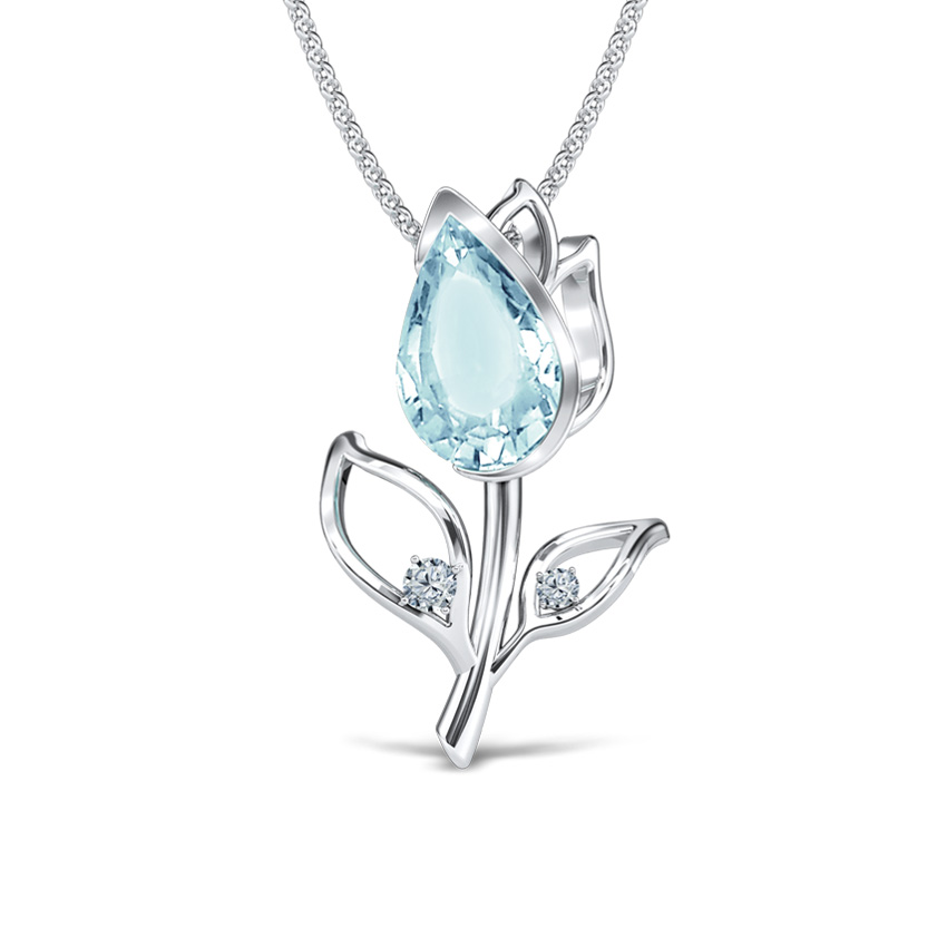 Floral Aquamarine Pendant
