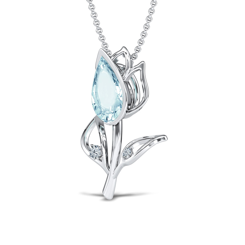 Floral Aquamarine Pendant