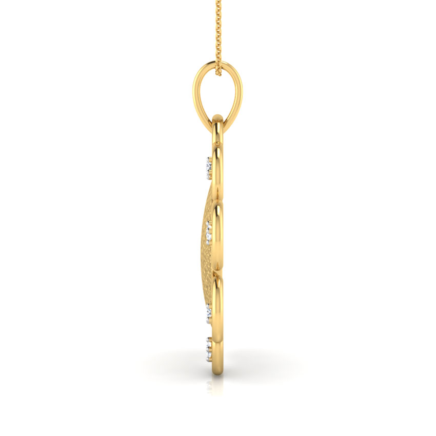 Diamond Pendants 18 Karat Yellow Gold Hammered Disc Floral Pendant