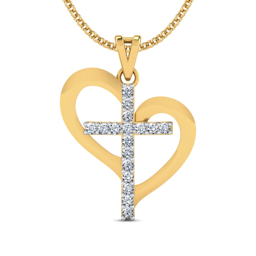 Heart Diamond Cross Pendant