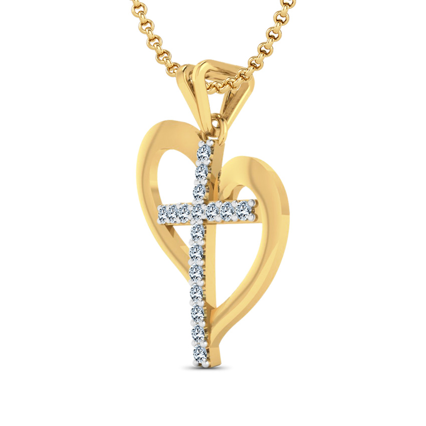 Heart Diamond Cross Pendant