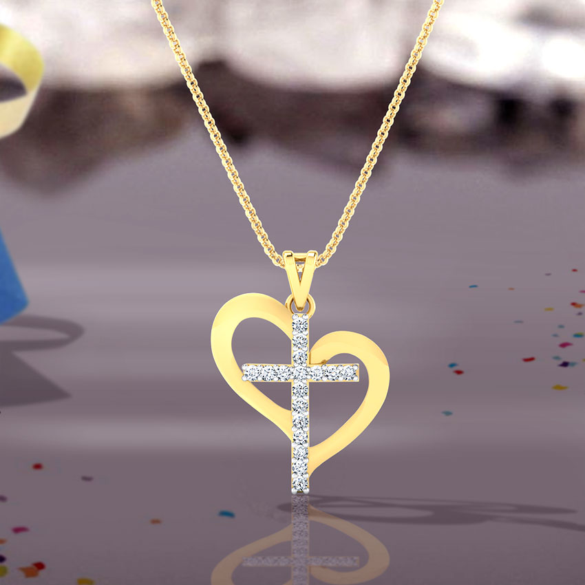 Heart Diamond Cross Pendant