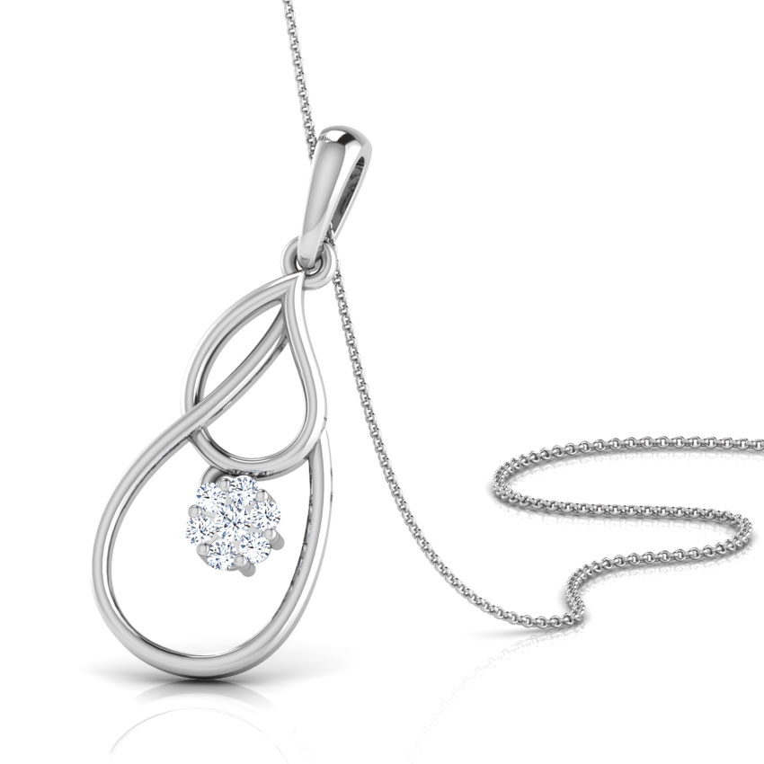 Diamond,Platinum Pendants Platinum 950 Platinum Flame Drop Pendant