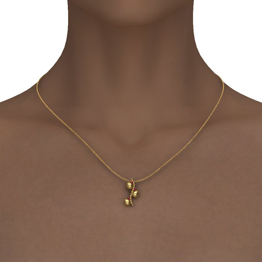 Gemstone Pendants 18 Karat Yellow Gold Dew Drop Stem Pendant