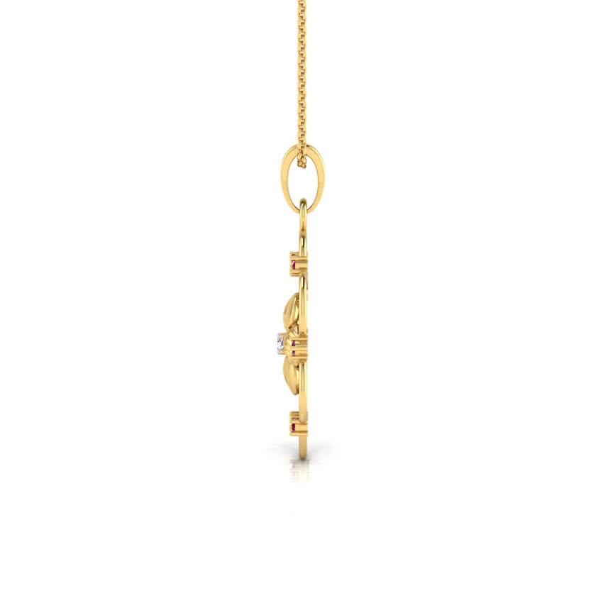 Diamond,Gemstone Pendants 18 Karat Yellow Gold Full Bloom Pendant