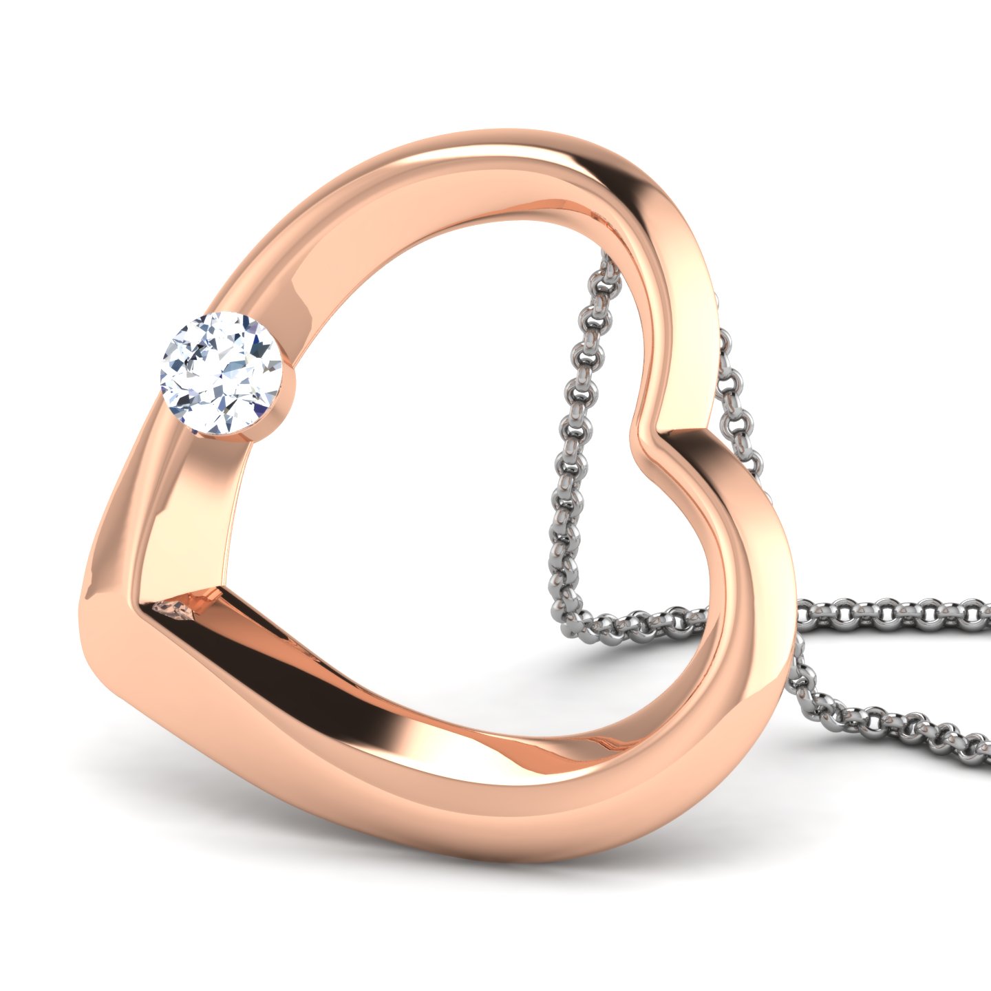 Davita Heart  Gold Pendant in 14KT Rose Gold