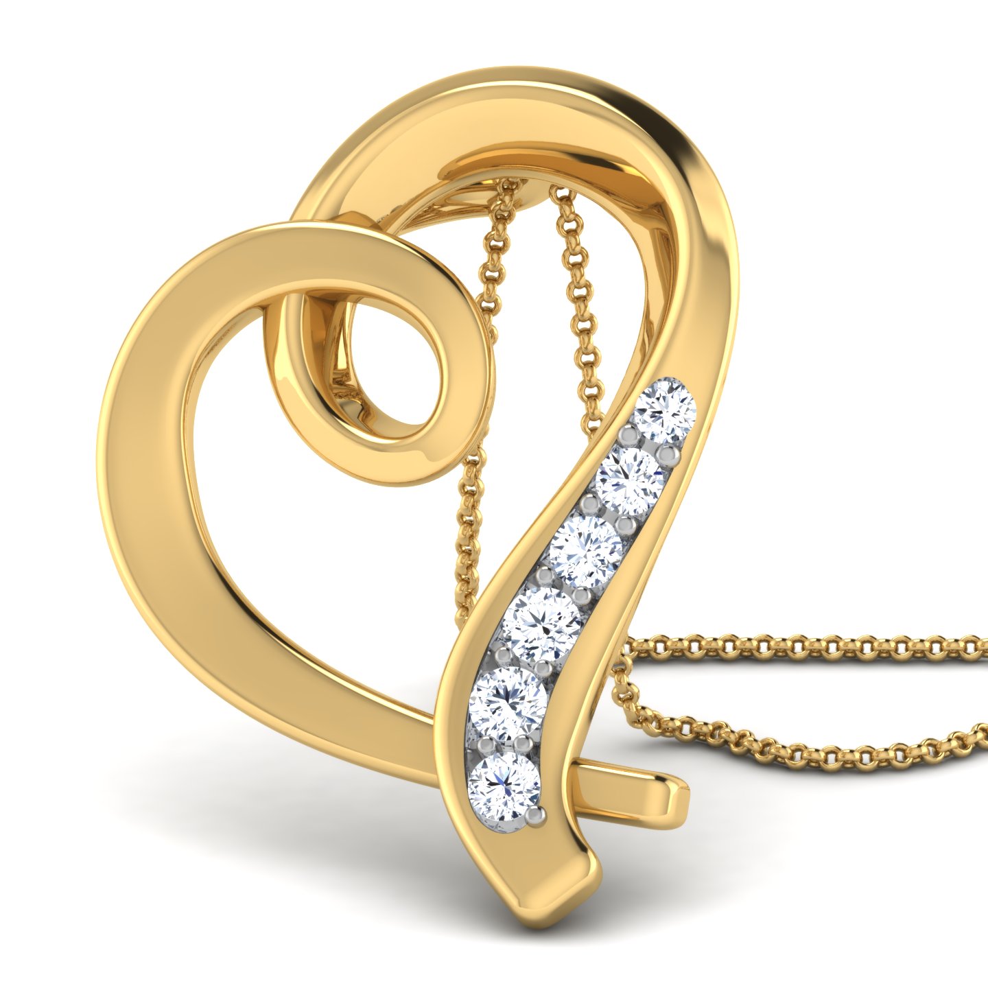 Asta Heart Gold Pendant in 14KT Yellow Gold