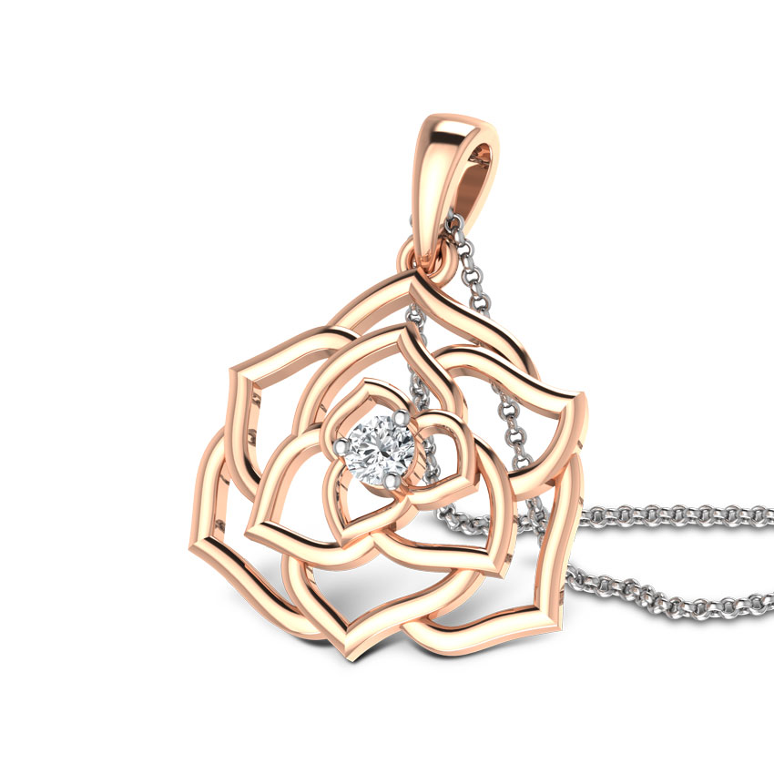 Diamond Pendants 18 Karat Rose Gold Rose Radiance Pendant