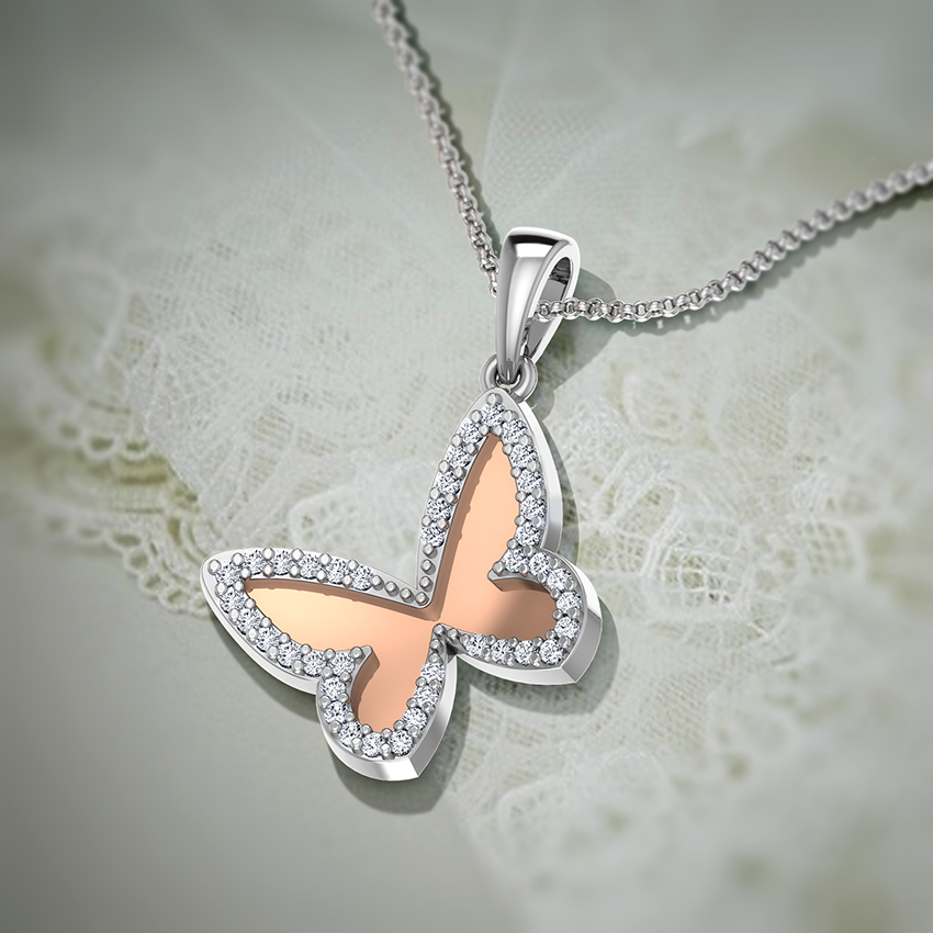 Rosy Butterfly Diamond Pendant Rosy Butterfly Diamond Pendant