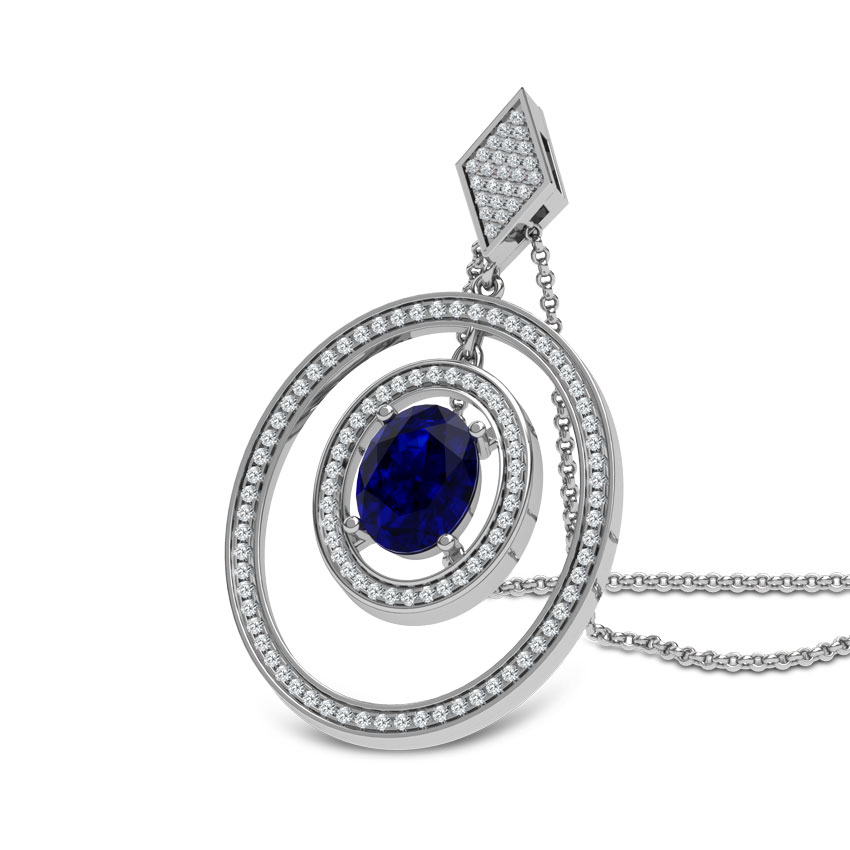 Concentric Oval Gemstone Pendant