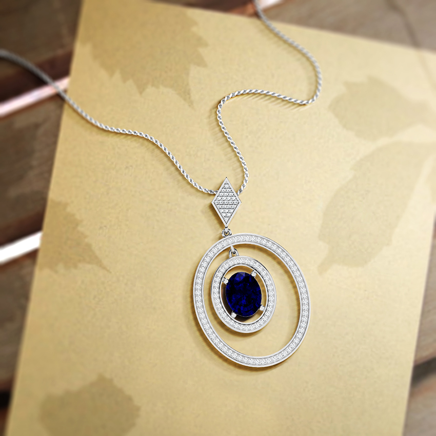 Concentric Oval Gemstone Pendant