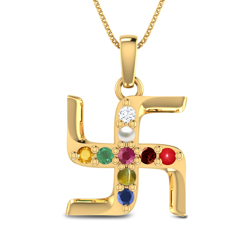 Swastik Navratna Gemstone Pendant Swastik Navratna Gemstone Pendant