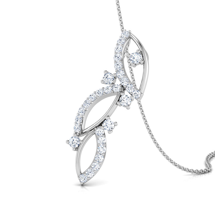 Diamond Pendants 14 Karat White Gold Leaf Diamond Pendant