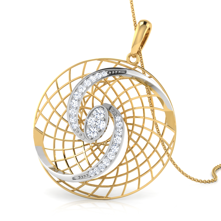 Diamond Pendants 14 Karat Two Tone Gold Abra Trellis Diamond Pendant