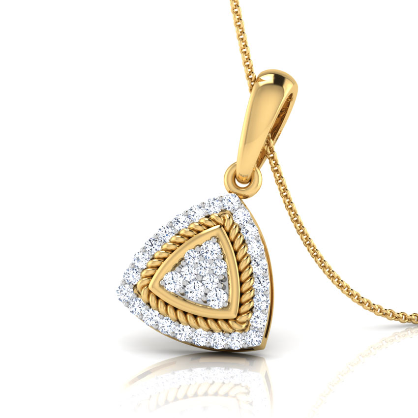 Diamond Pendants 18 Karat Yellow Gold Mavis Trigonous Diamond Pendant
