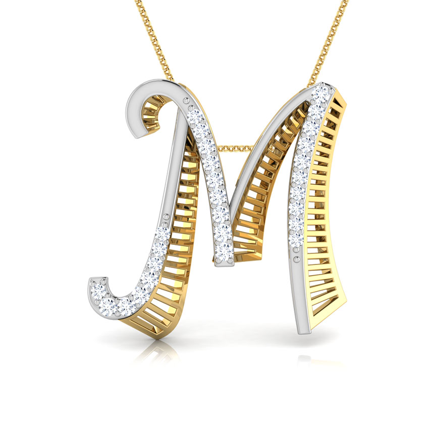 Lace Alphabet M Diamond Pendant