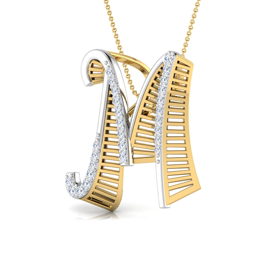 Lace Alphabet M Diamond Pendant