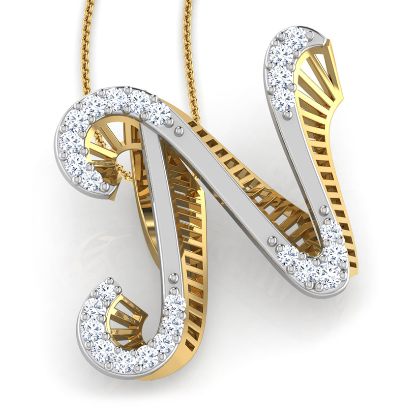 Kerry Alphabet N Diamond Pendant