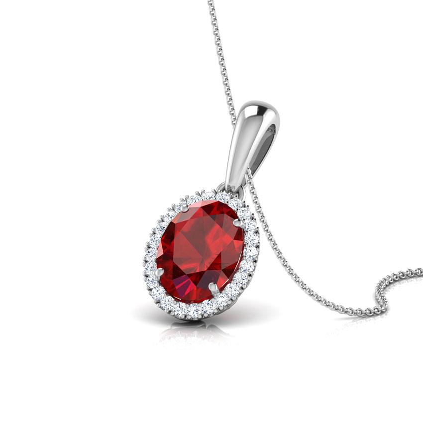 Halo Garnet Birthstone Pendant