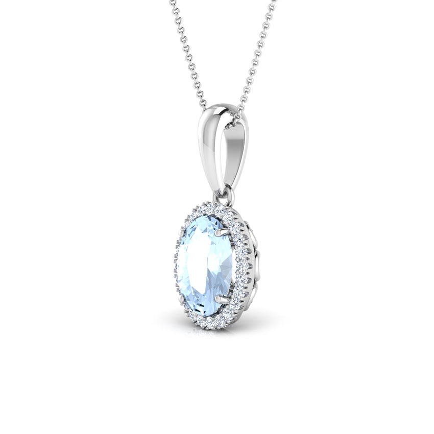Halo Aquamarine Birthstone Pendant