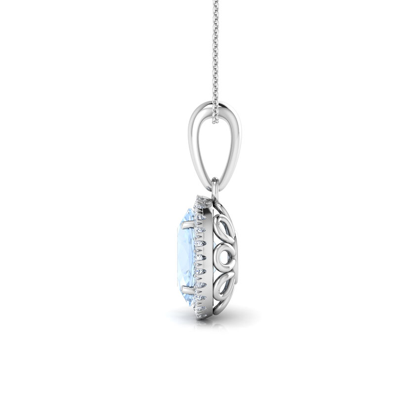 Halo Aquamarine Birthstone Pendant