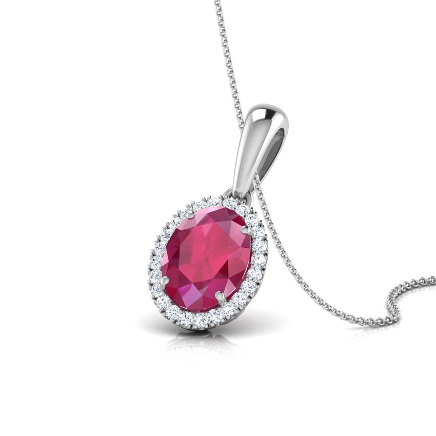 Halo Ruby Birthstone Pendant