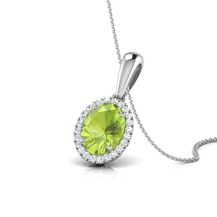 Halo Peridot Birthstone Gemstone Pendant