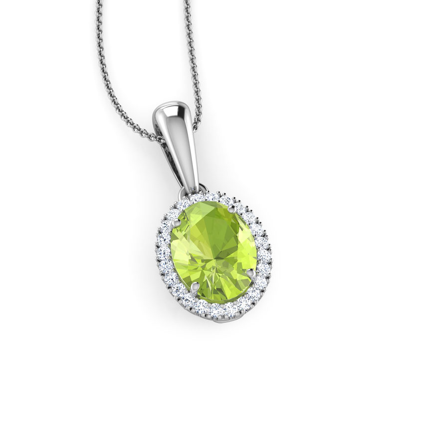 Halo Peridot Birthstone Gemstone Pendant