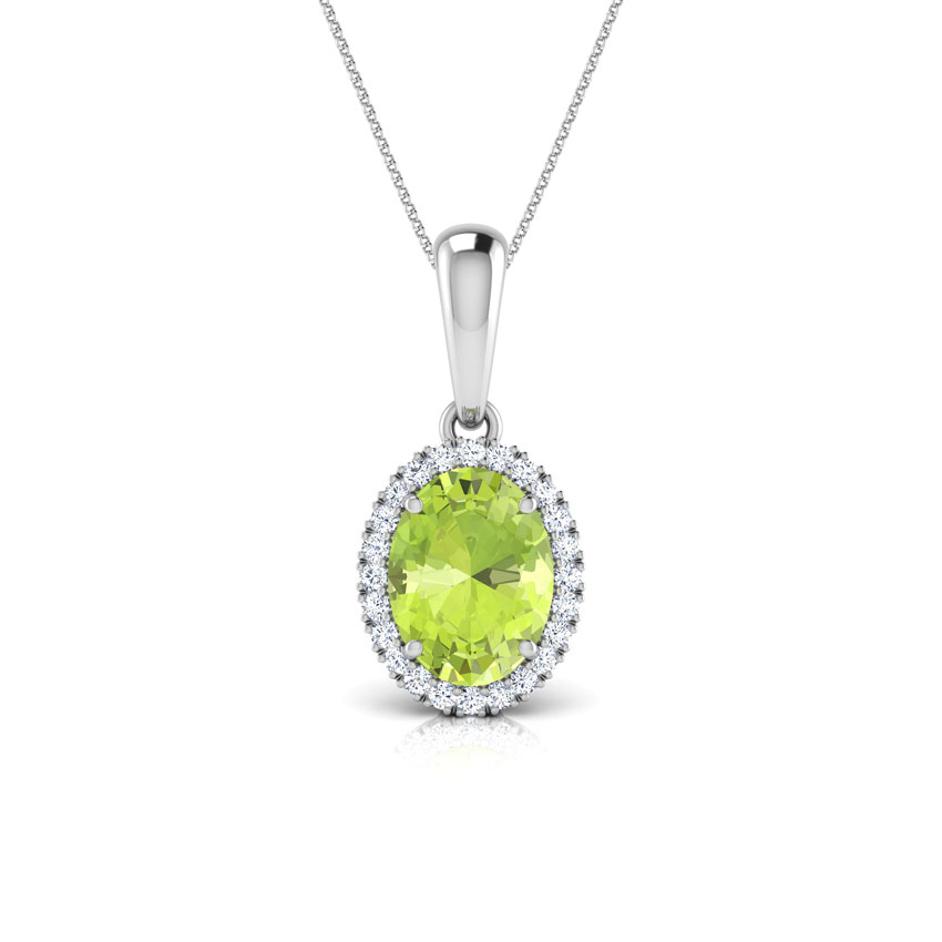 Halo Peridot Birthstone Gemstone Pendant