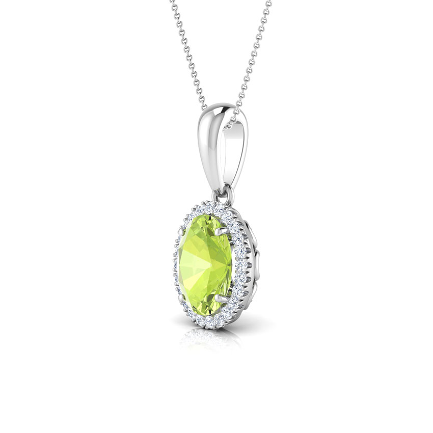 Halo Peridot Birthstone Gemstone Pendant
