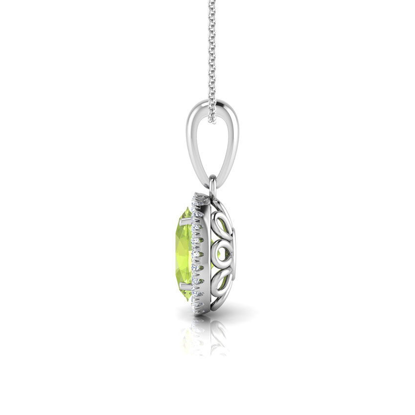 Halo Peridot Birthstone Gemstone Pendant