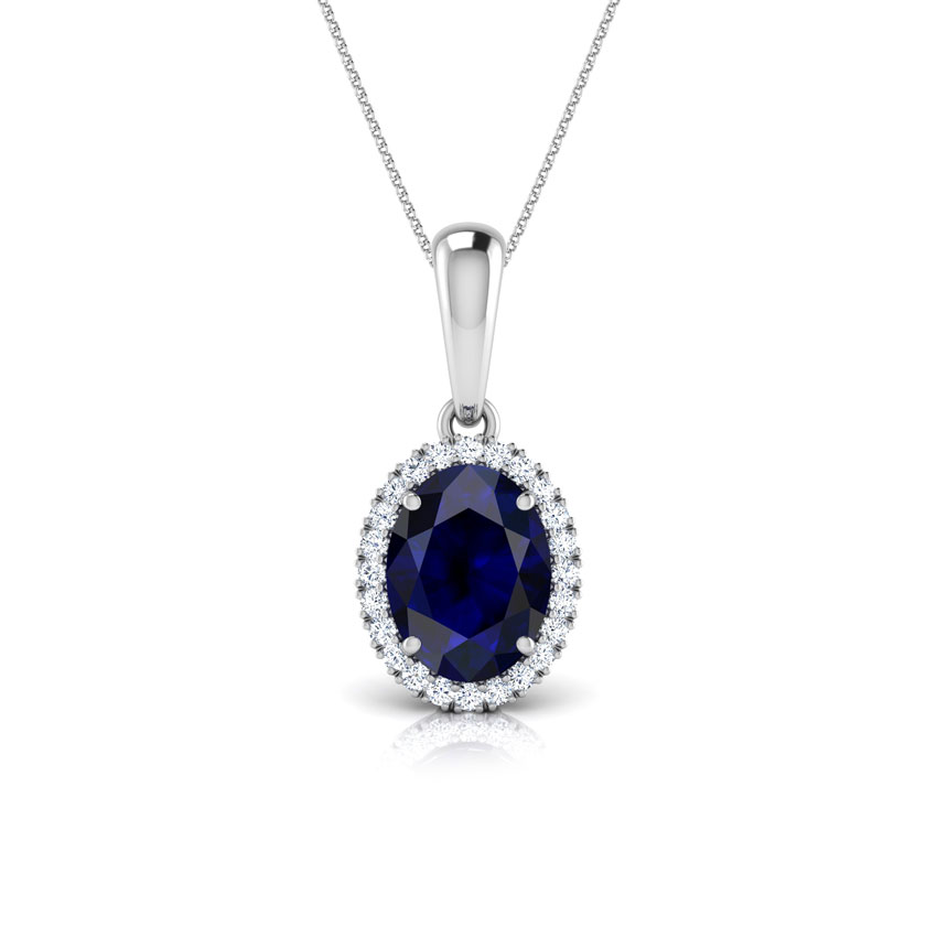 Halo Blue Sapphire Birthstone Pendant