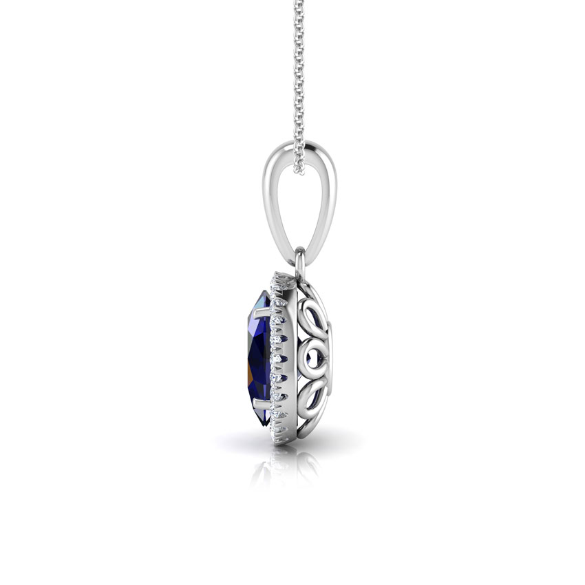 Halo Blue Sapphire Birthstone Pendant