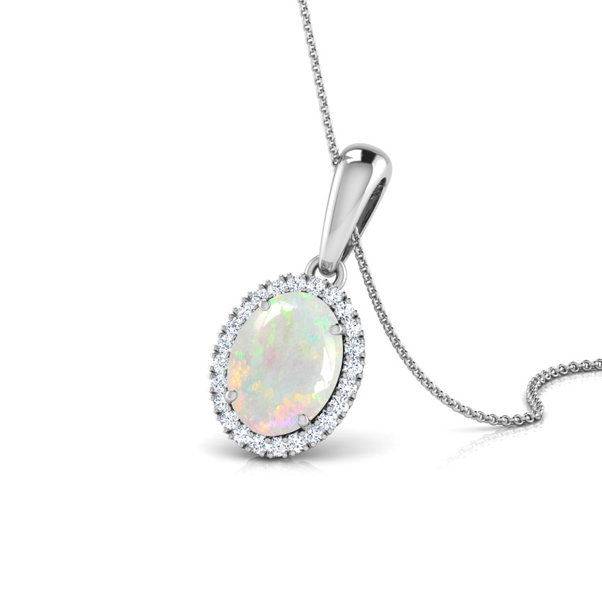 Halo Opal Birthstone Pendant