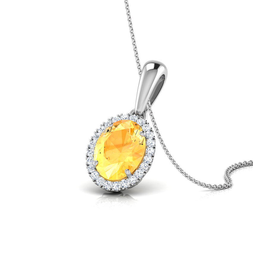 Halo Citrine Birthstone Pendant