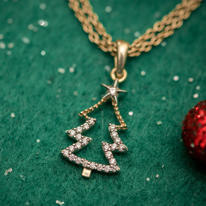 Christmas Diamond Tree Pendant