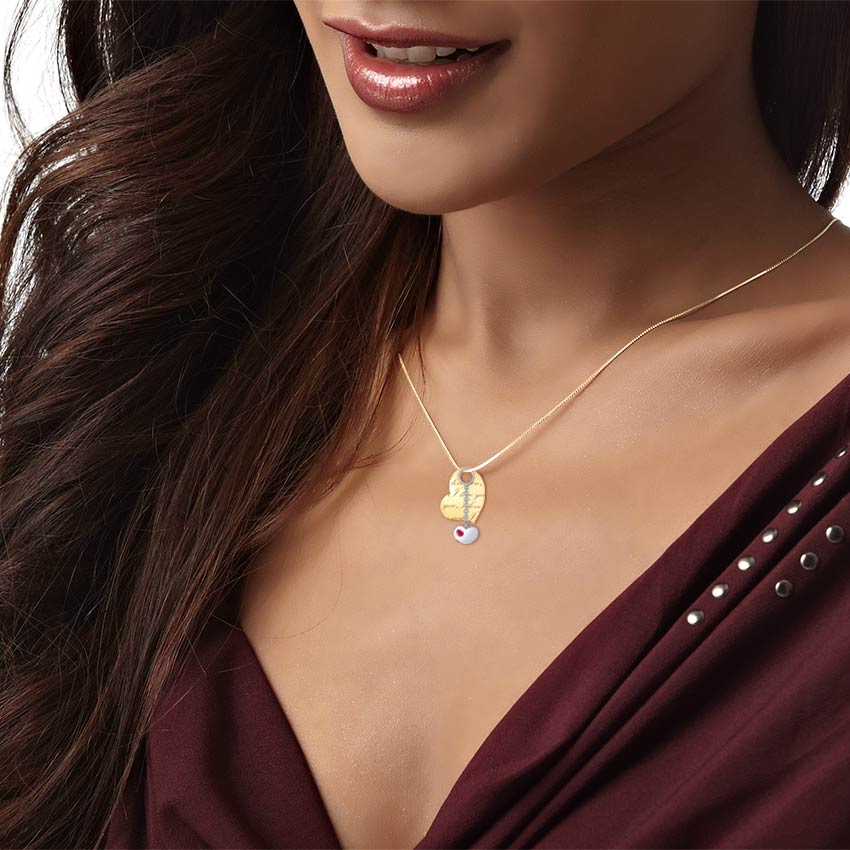 Engraved Heart & Charm Pendant