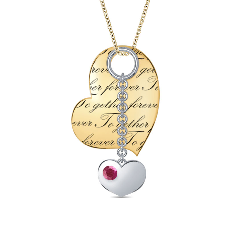 Engraved Heart & Charm Pendant