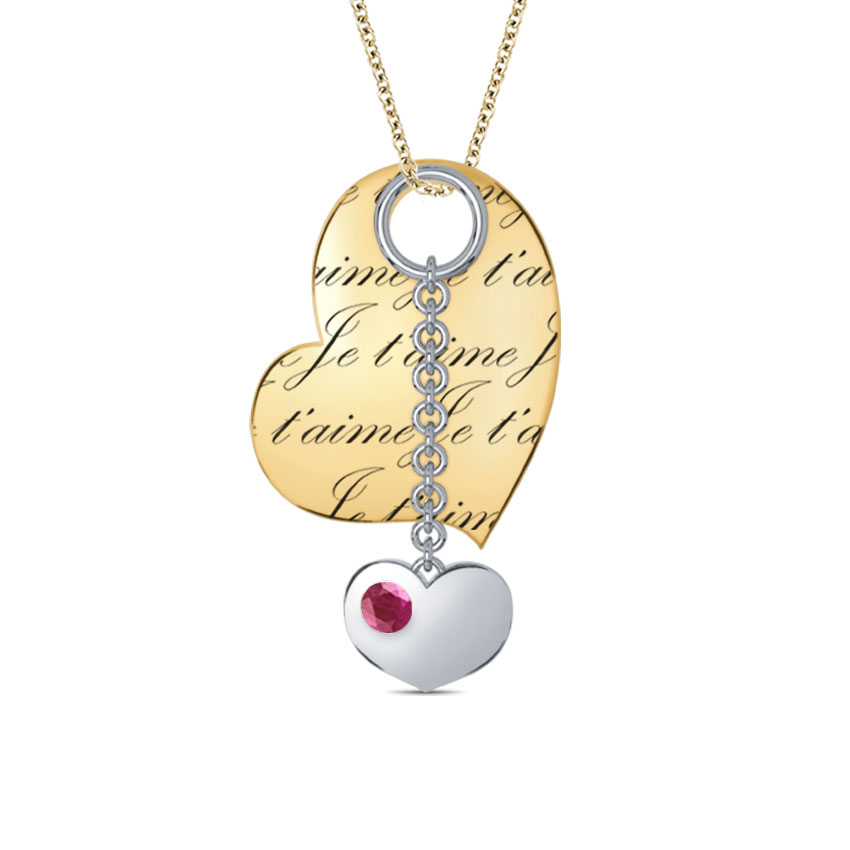 Engraved Heart & Charm Pendant