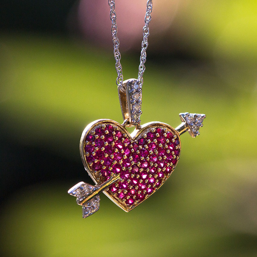 Arrow and Heart Gemstone Pendant