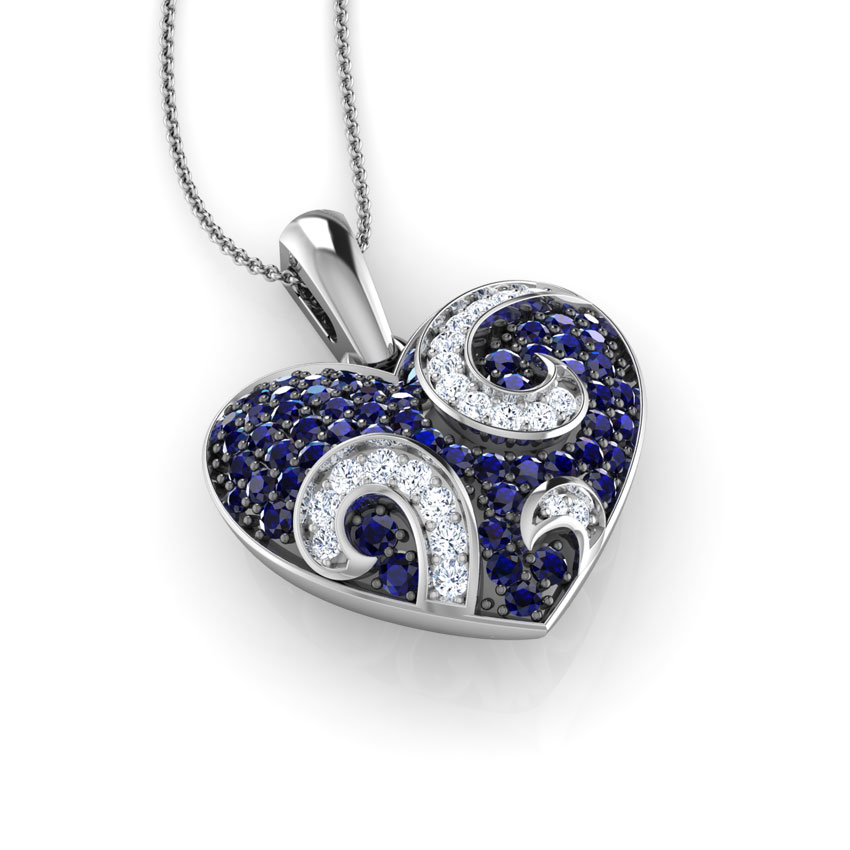 Sparkling Spiral Heart Gemstone Pendant